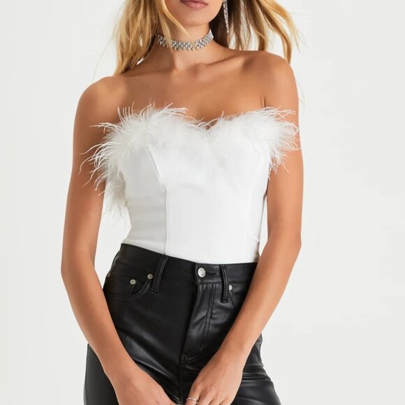 Lulus Feather Cropped Tube Top - Picture 1 of 4